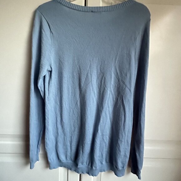 J Jill Sweater Womens Small‎ Light Blue Merino Wool Long Sleeve Round Neck - Picture 2 of 7